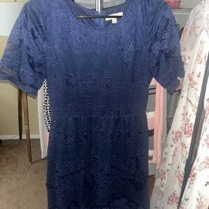 Polagram Navy Lace Midi Dress